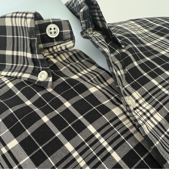 Ralph Lauren Vintage Plaid Long Sleeve Button Down Shirt. Black and Beige Size-M - Picture 4 of 16